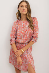 Tomato Red Leopard Print Side Slit Mini Dress