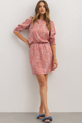 Tomato Red Leopard Print Side Slit Mini Dress