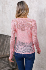 Blossom Floral Lace Sheer Long Sleeve Top