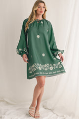 Mist Green Boho Floral V Neck Mini Dress