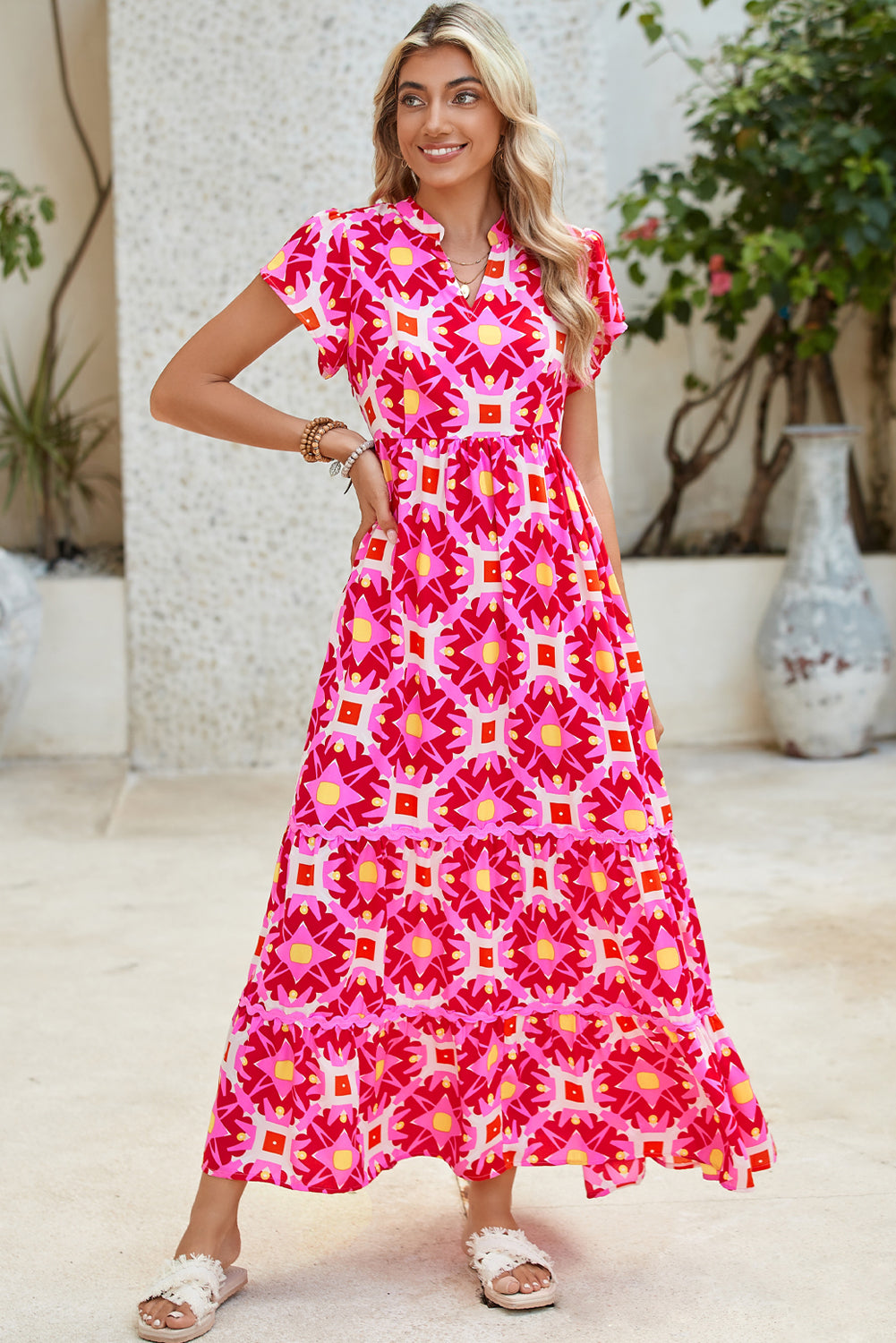 pink abstract print dress PrettyLittleThing Women's Abstract Floral Print Satin Extreme Cowl Maxi Dress in Pink