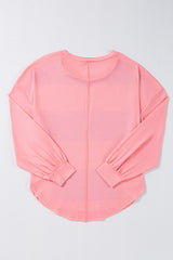 Light Blue Colorblock Drop Sleeve Round Neck Top