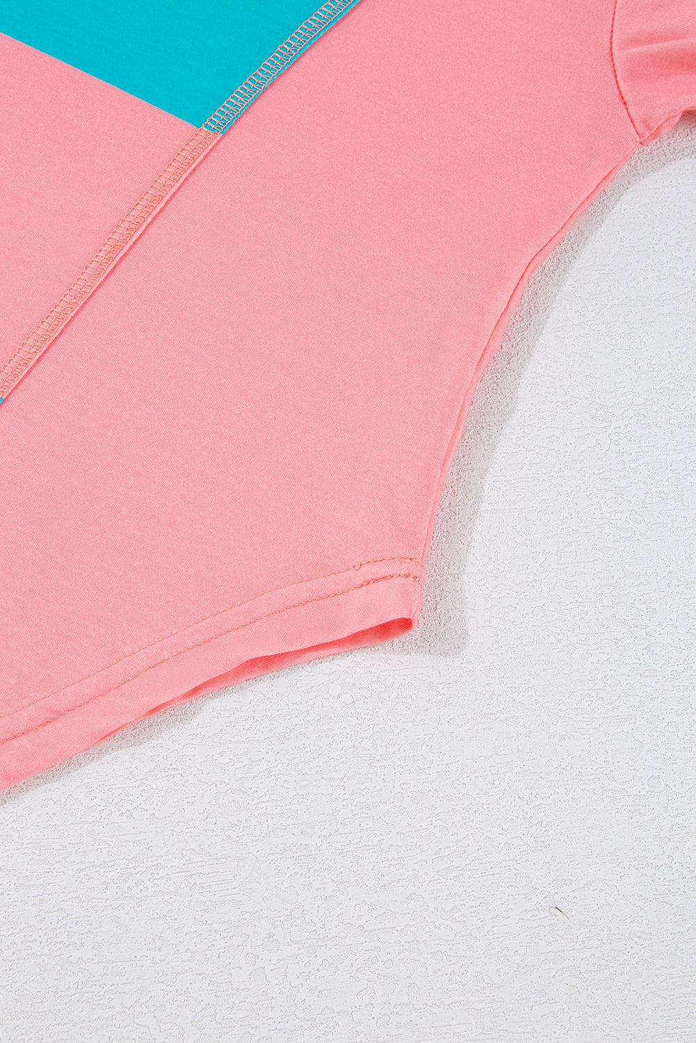 Light Blue Colorblock Drop Sleeve Round Neck Top