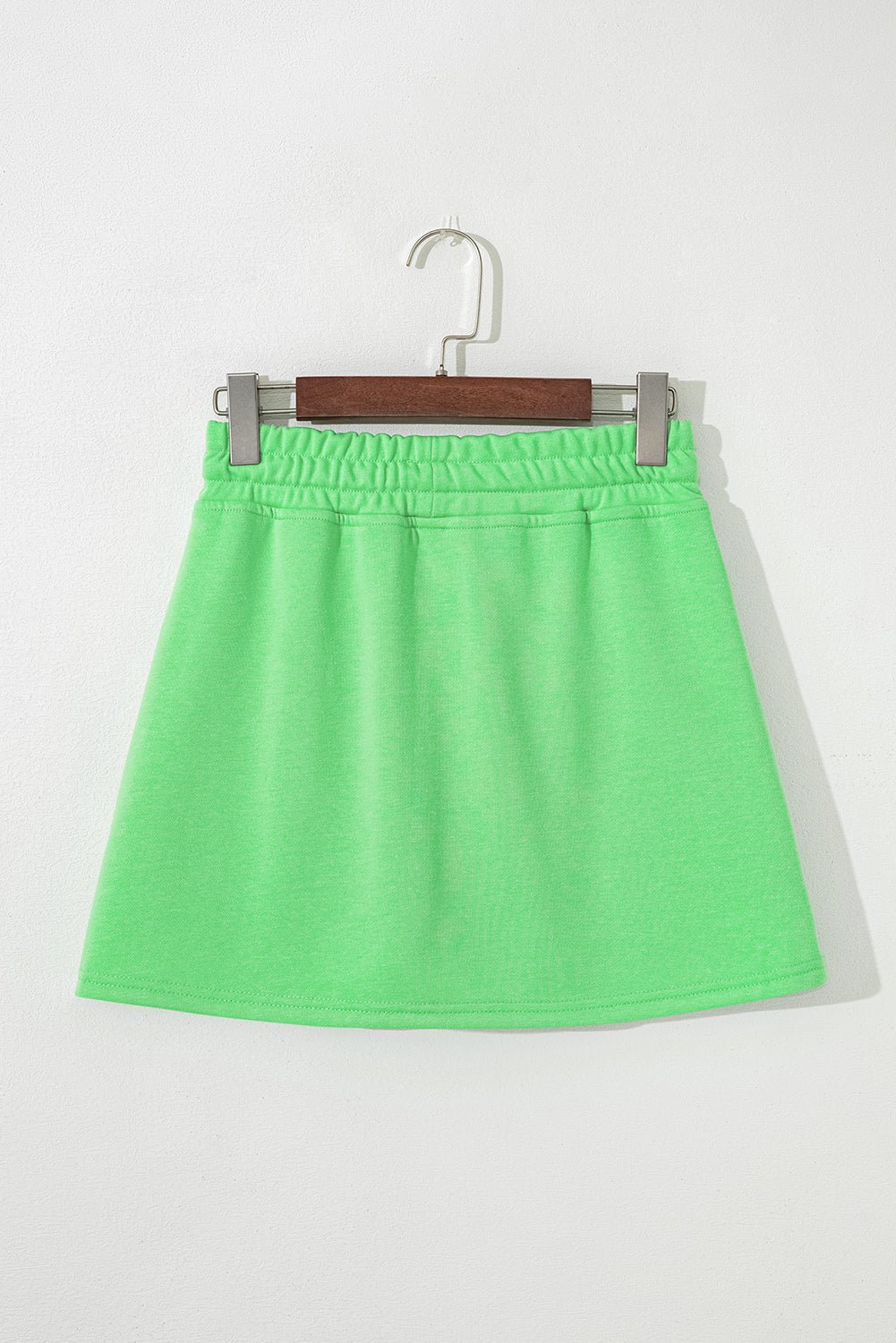Light Green French Terry Drawstring Mini Skort with Pockets