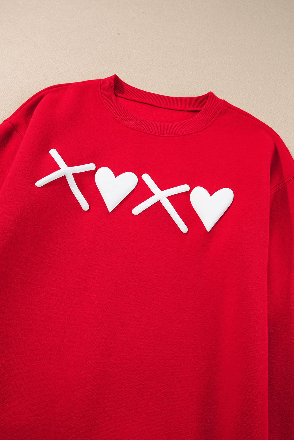 Red XOXO Heart Print Valentine Graphic Sweatshirt