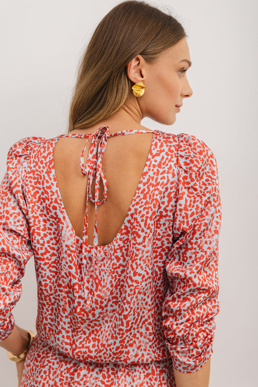 Tomato Red Leopard Print Side Slit Mini Dress