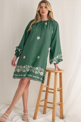 Mist Green Boho Floral V Neck Mini Dress