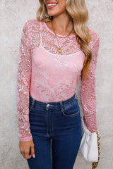 Blossom Floral Lace Sheer Long Sleeve Top