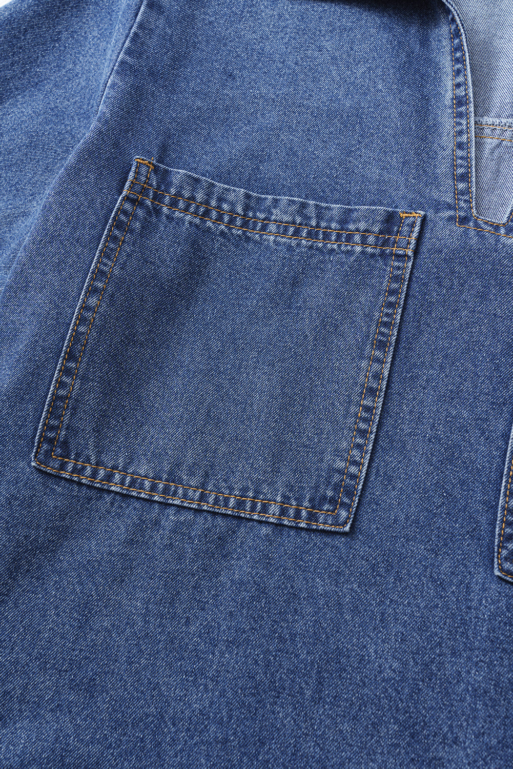 Blue Short Sleeve Collared Chest Pocket Denim Mini Dress